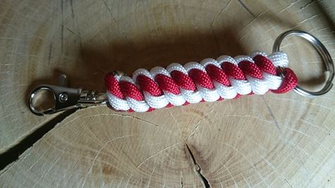 Paracord Schlüsselanhänger rot / weiß